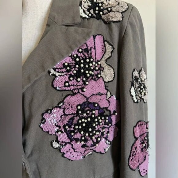 Anthropologie Dhruv Kapoor Floral Embellished Blazer Jacket size S - Picture 3 of 11